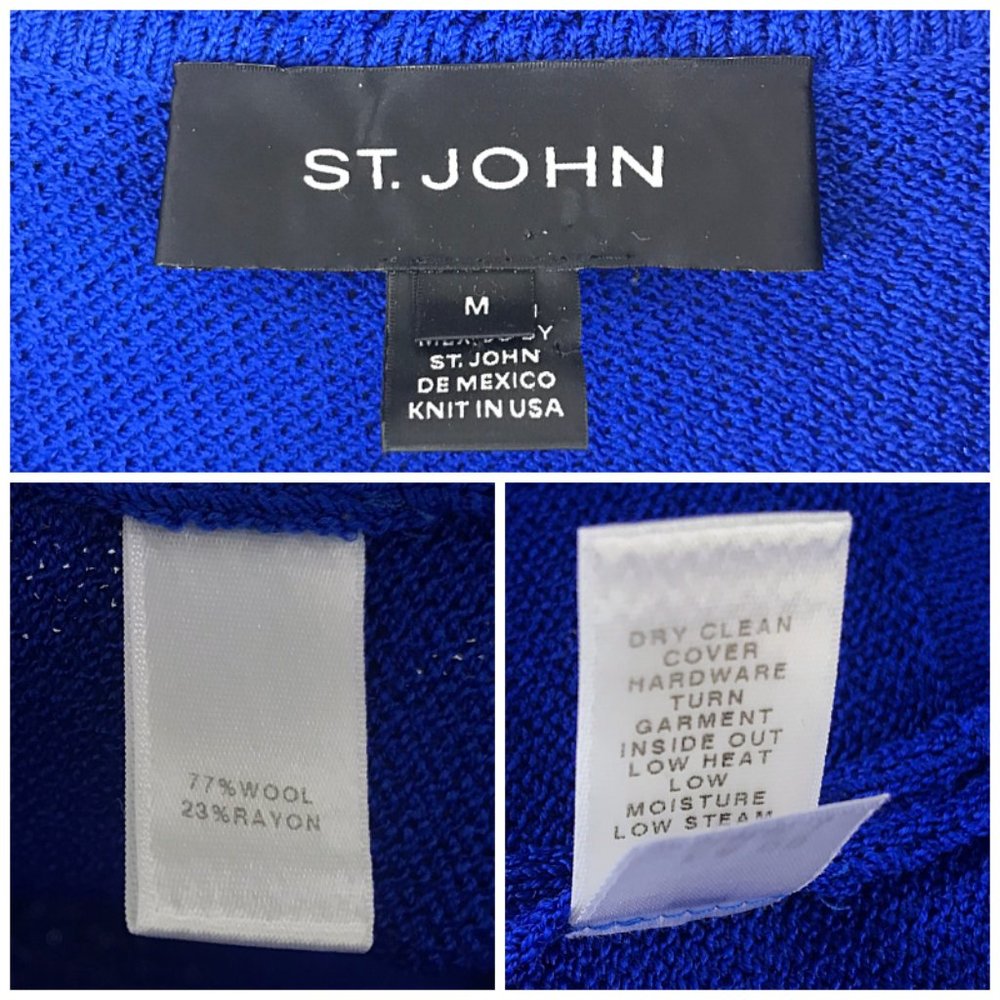 St. John Blue Button Up Wool Cardigan - Picture 7 of 8
